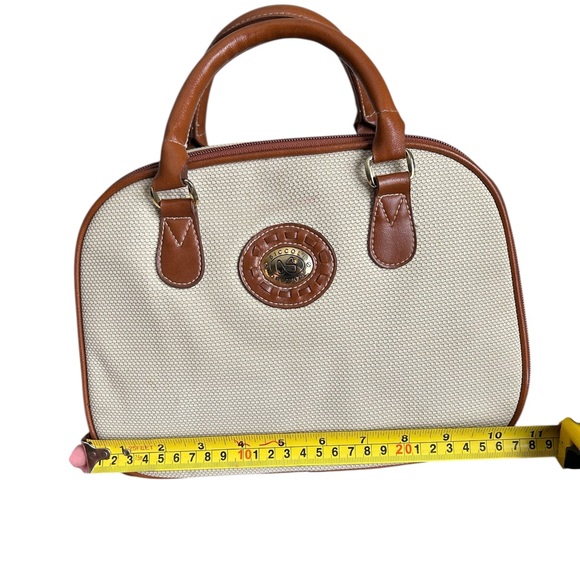 Canvas & Faux Leather Satchel Bag - Picture 10 of 14